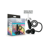 Anal Adventures Platinum - Silicone Anal Plug with Vibrating C-Ring - Black